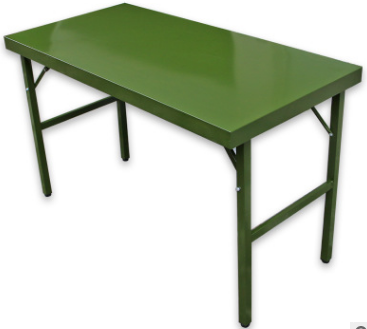 户外卫生应急军绿钢板折叠桌